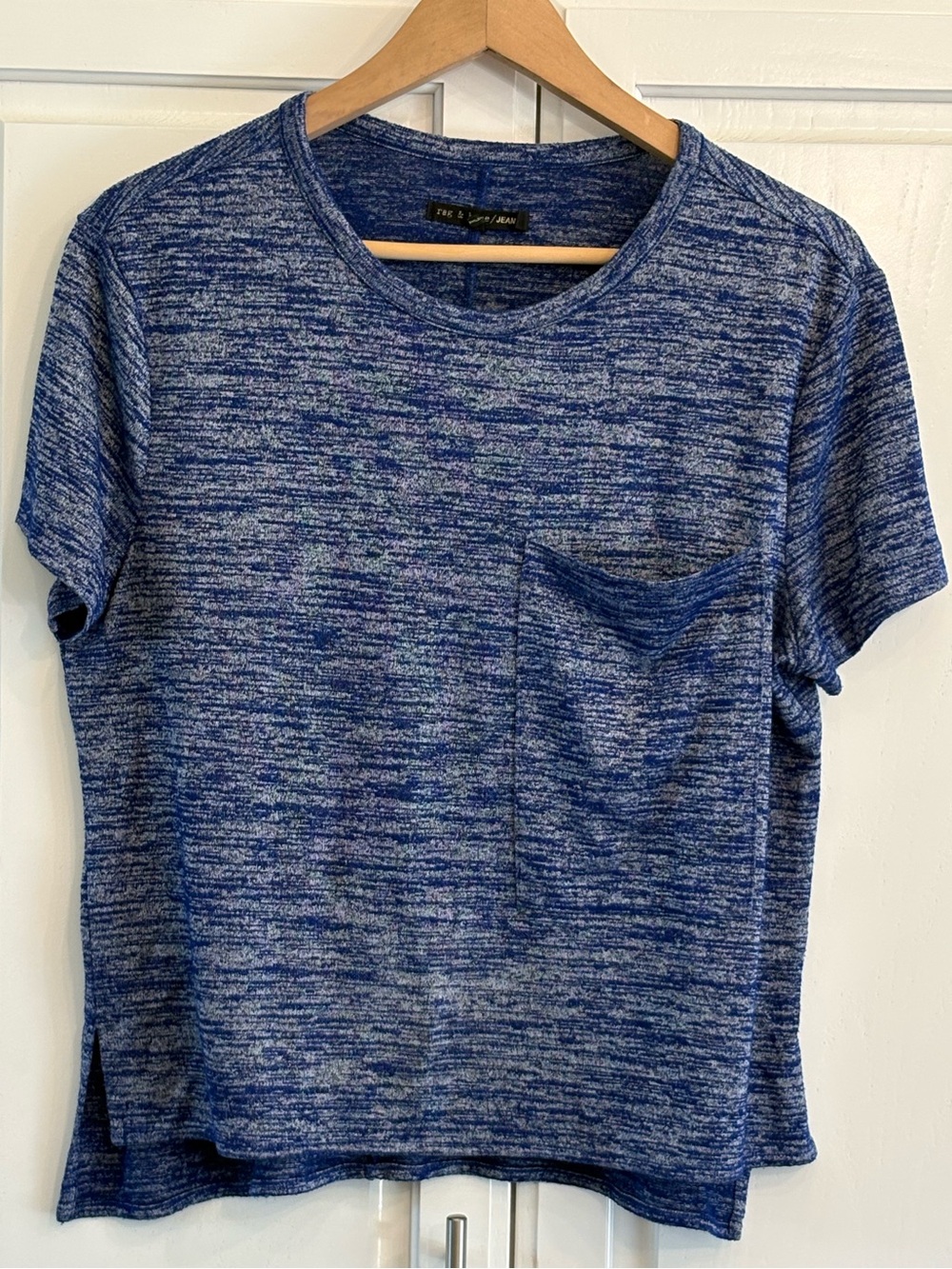 Rag & Bone blue space-dye short-sleeve pocket t-shirt size S